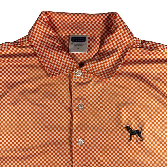 Volunteer Traditions Other - Vol Traditions Polo Men M Orange Checkered Performance Tennessee Smokey Logo